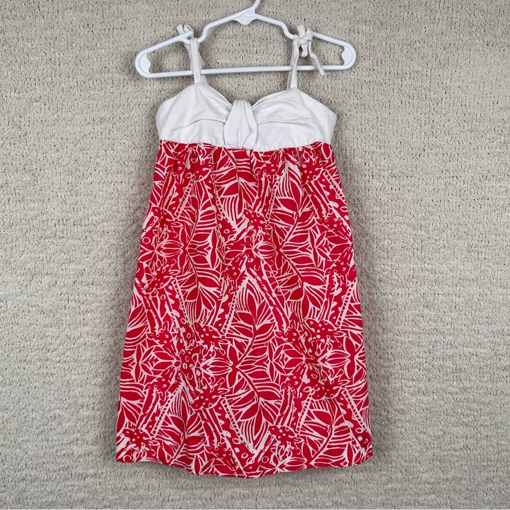 Lilly Pulitzer Dress Girls 5 Red White Spaghetti Strap‎ Tropical Floral Shift